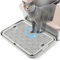 Large Cat Litter Box Step Mat, 16.5"x11.2" Cat Ramp Stairs, Cat Litter Catcher for Self-Cleaning Litter Box, Cats Pedal Step Stool Ideal for Kitten & Older Cats (Light Grey)