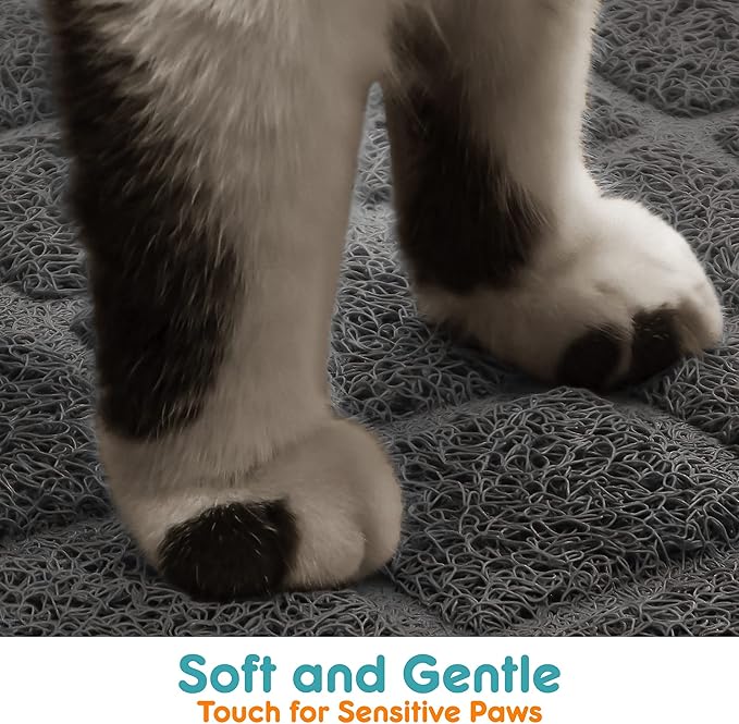 Cat Litter Mat Litter Trapping Mat, 47" x 35" Premium Durable PVC Grid Mesh with Scatter Control, Non-slip, Less Waste Cat Litter Box Mat, Soft on Kitty’s Paws, Urine Waterproof