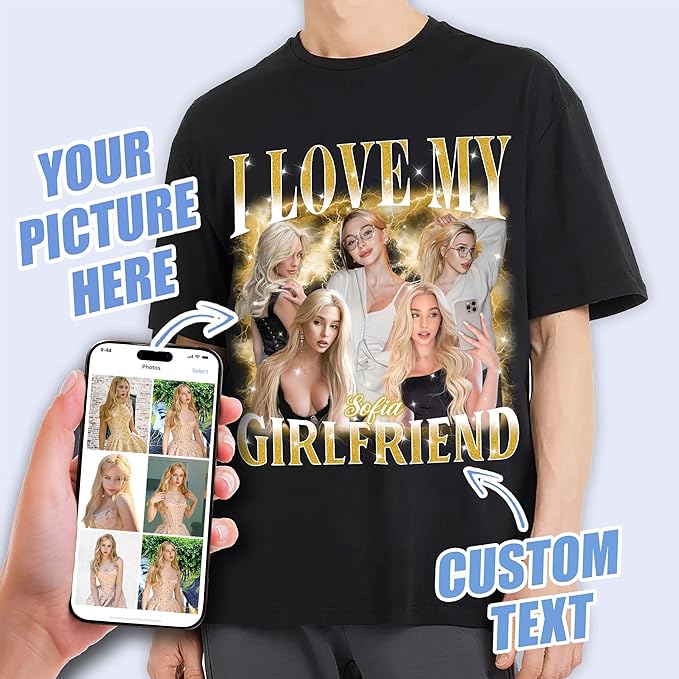 Tehg & Tuhg Custom T Shirts with Picture, Vintage Bootleg Rap Tee, Boyfriend Girlfriend, Unique Gift for Birthday Anniversary
