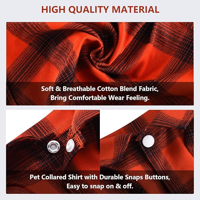 Koneseve Dog Shirt Plaid Dog Clothes for Small Dogs Boy Girl Cat Clothes Soft Puppy Outfit Adorable Pet T-Shirts Kitten Grid Costume Apparel Thanksgiving Christmas Clothing (Red#1; M/Medium)
