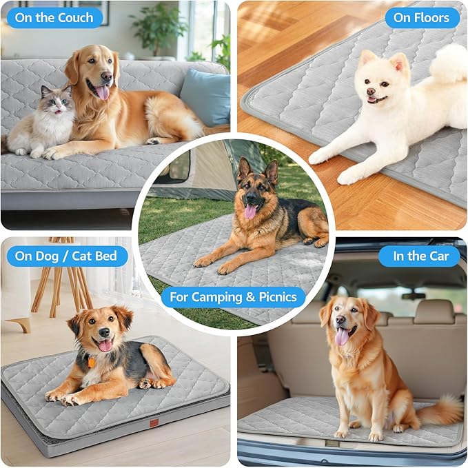 LOOBANI Dog Cooling Mat 28"x48"- Dog Cooling Pad Durable, Cool Blanket Machine Washable, Large Pet Cool Mat for Outdoor, Indoor (Grey, 28"x48")