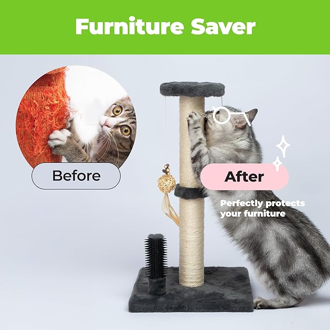 Best Pet Supplies Catify Cat Scratcher, Fun Interactive Scratchers, Posts, Poles, Claw Safe, Furniture Saver Indoor Play Support Natural Cat Behaviors Heavy Duty - Gray