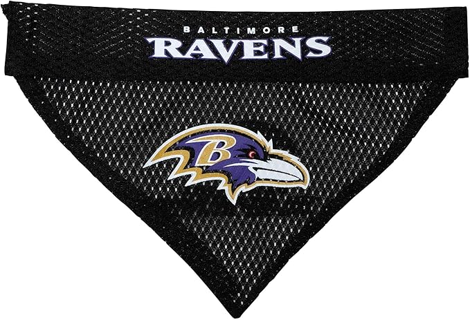Pets First NFL DOG BANDANA - BALTIMORE RAVENS REVERSIBLE PET BANDANA. 2 Sided Sports Bandana with a PREMIUM Embroidery TEAM LOGO, Large/X-Large. - 2 Sizes & 32 NFL Teams available