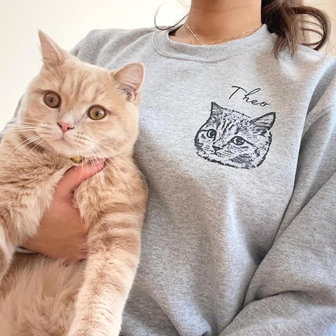Personalized Dog Hoodie Sweatshirt, Custom Line Art Portrait Dogs Cats Hoodie, Customized Pet Lover Gifts, Pet Name Hoodies Sweatshirts For Women, Dog Mom Gifts