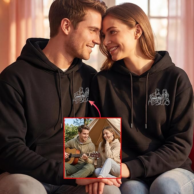 Easycosy Custom Sweatshirt for Couples Men Women, Personalized Hoodies Valentine's Day Gift Matching Sweater for Him Her