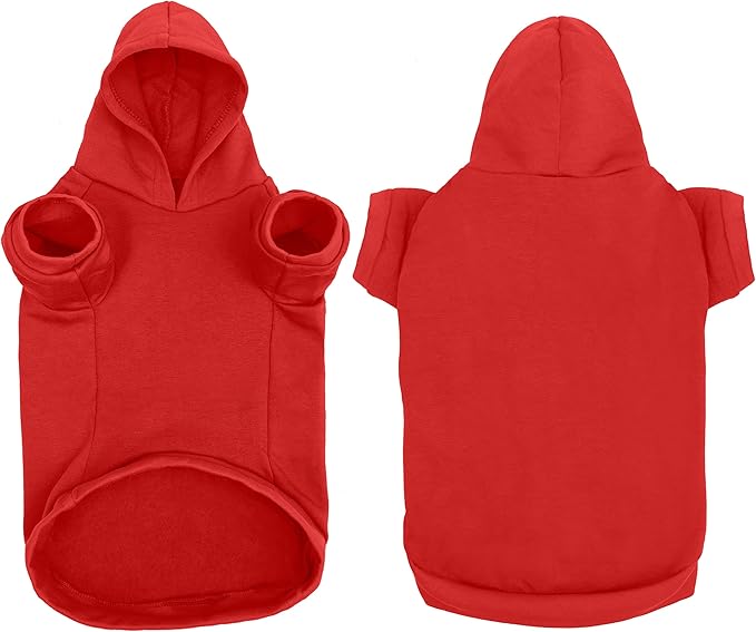 Personalized Dog Hooded Sweatshirt Custom Pet Pullover Hoodie Text/Image Small/Medium/Large Dogs,Puppy,Cat and Kitten Red