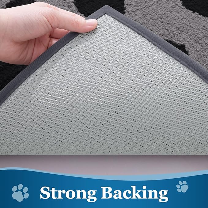 Buganda Dog Door Mat for Muddy Paws, Absorbent Dirt Trapper Washable Indoor Doormats, Non Slip Low-Profile Mud Mat for Dogs, Front Entrance Doormat for Inside Floor (70x24 Inches, Grey)