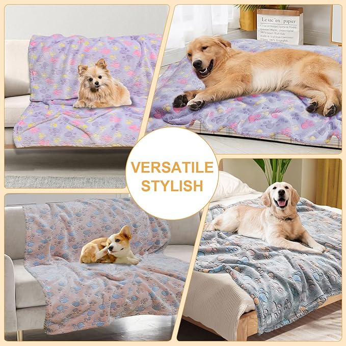 1 Pack 3 Blankets for Dogs, Dog Blanket for Large & Medium Pet Cat, Premium Soft Fluffy Suitable for Sofas, Kennels & Beds, Gifts Puppy Essentials, 41x31inch, Brown/Purple/Coffee Brown