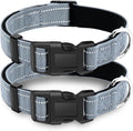 2 Pack Reflective Dog Collar with Safety Locking Buckle, Adjustable Soft Breathable Comfortable Nylon Pet Collar for Small, Medium and Large Dogs, Gray, XS