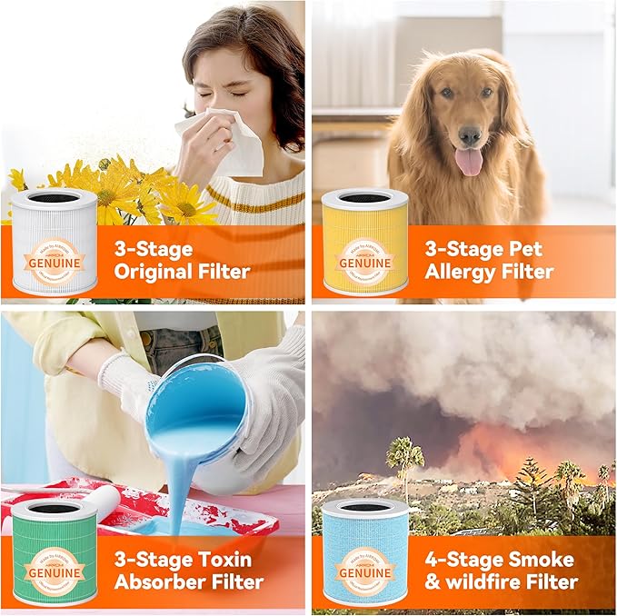 AIRROMI Pets Air Purifier for Home Allergies,Up to 660 ft².HEPA Deodorizing Activated Carbon Filter,With Fragrance Sponge for Better Sleep,Night Light,Pet Dander,Smoke,Odors,Air Cleaner A2002 Black