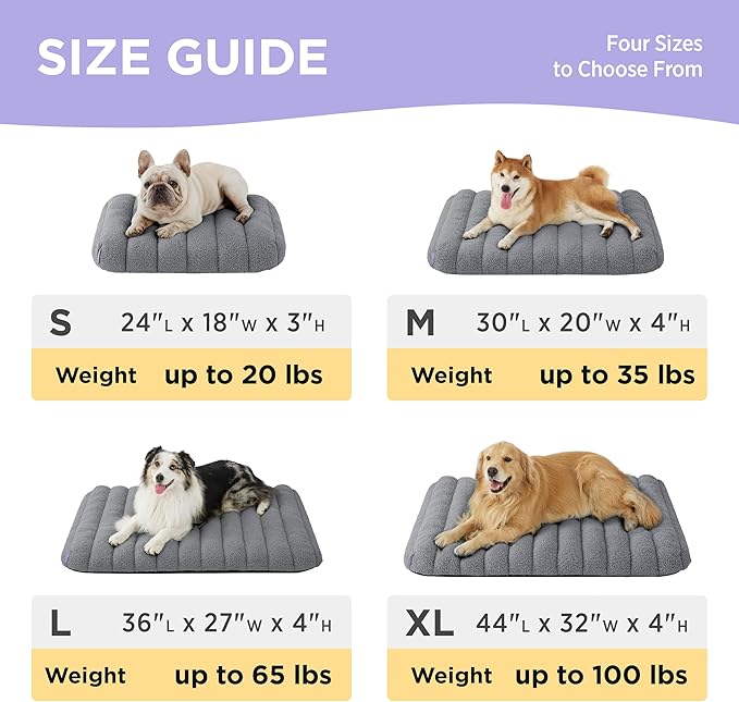 LE SURE Cute Orthopedic Dog Bed Medium Size Dog, Waterproof Chic Flat Pet Beds with Removable Washable Cover, Fuzzy Thick Egg Crate Foam Pet Mat for Indoor Use (30" x 20", Grey)