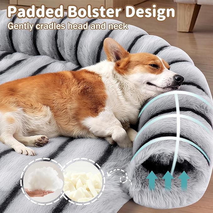 Large Dog Couch Bed, Fluffy Washable Couch Protector for Dogs with Removable Cover, Non-Slip Dog Sofa Bed, 45x37 Inch, Grey