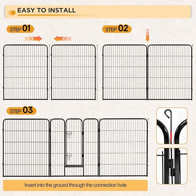 BestPet Indoor Dog Playpen,40inch 16 Panels Dog Pen Fence Outdoor Pet Playpen Pet Exercise Pen for RV Camping Yard, Black