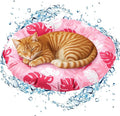 Pet Cooling Mat for Cats and Small Dogs, 20.1'' x 20.1'' Thickened Round Pink Pad Anti-Grab Internal Gel Without Water Filling, Lightweight, Washable, Playmat for Indoor/Outdoor