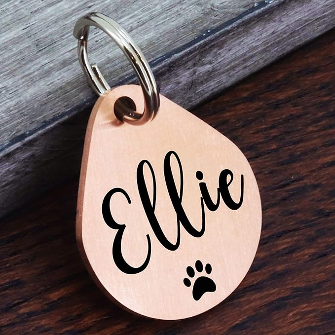 Ultra Joys Dog ID Tag, Custom Dog Tag Personalized Cat Tag, Pet ID Tag, Brushed Stainless Steel Teardrop Dog Tag Rose Gold Small