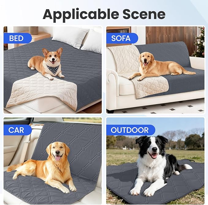 Waterproof Couch Covers for Pets, Waterproof Dog Bed Cover, Anti-Slip Soft Dog Blankets, Couch Cover for Dogs Washable, Pet Blanket for Puppy Large Dogs Cat (82x102 Inch, Dark Grey)