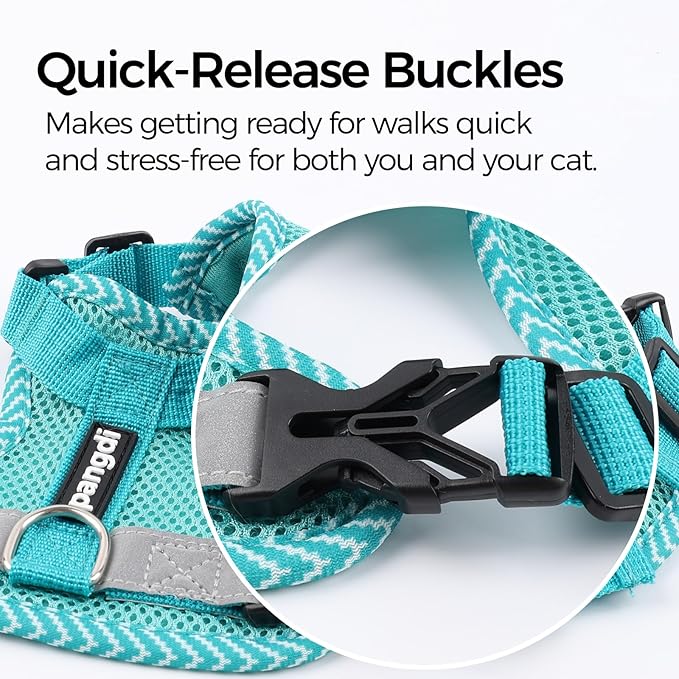 Cat Harness and Leash Escape Proof Extra Large Kitten Harness Maine Coon Cat Vest for Walking Travel, Turquoise, XL