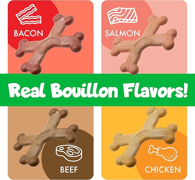 Chew’ems X Bone Dog Chew – Long-Lasting Salmon Flavor Treats for Aggressive Chewers – Rawhide-Free, Durable Dental Chews – Large Size