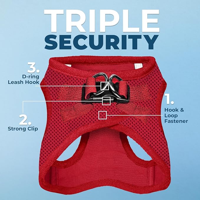 Best Pet Supplies Voyager Step-in Air Harness - All Weather Mesh, Reflective, No Pull Harness for Dogs, Cats - Secure with Hook & Loop Fastener, Buckle, Double D-Rings - Red, M