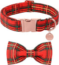 Christmas Dog Collar with Bow Tie, Cotton Christmas Plaid Collar for Medium Girl Boy Dog,Red &Green Plaid Dog Collar Bowtie with Durable Metal Buckle,Adorable Pet Collar,M,Neck 13.5-22in