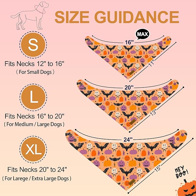 Halloween Dog Bandanas - 2 Pack Purple Dog Bandana with Snap Button | Reversible Pet Scarf for Boy & Girl | Premium Durable Fabric | Holiday Bandana for Large and Extra Large Dogs (X-Large)