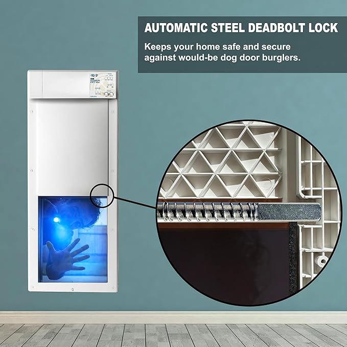Power Pet Automatic Electronic Pet Door by High Tech Pet - Pet Operated Dog Door, High Security, Air Tight, for Medium Dogs up to 30 lbs. (8¼" X 10" Pet Opening), Easy Install