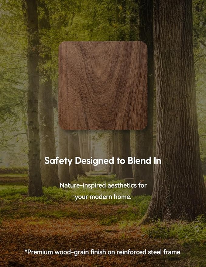 Babelio Baby Gate with Black Wood Pattern, 29-48 Inch Auto Close Dog Gate PressGuard P7 for The House, Stairs and Doorways, Pressure Mounted Pet Gate with Door and Y Spindle Rods