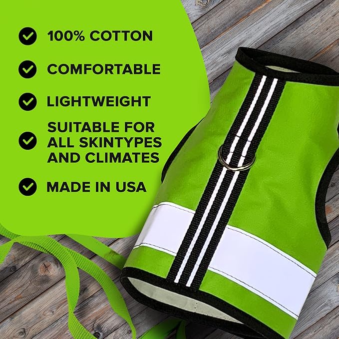 Kitty Holster Reflective Cat Harness – High-Visibility Cat Harness for Travel, Day and Night Walking - Soft Cotton Cat Accessories, Breathable, Secure & Washable, Made in USA - Loud Lime, XS