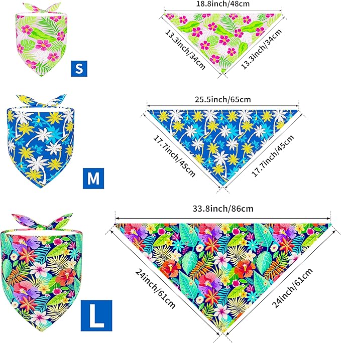 PET SHOW 50 Pack Hawaiian Dog Bandanas Bulk for Small Medium Dogs Puppys Washable Adjustable Pet Scarf Triangle Bibs for Dogs Cats Red Pink Decorative Grooming Accessories
