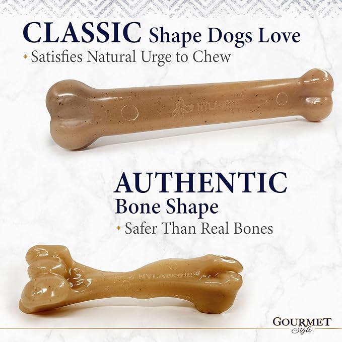 Nylabone Gourmet Style Strong Chew Toy Bundle, Toys for Dogs, Baby Back Ribs & Aged Cheddar Flavor, Large - Up to 50 lbs, 2 Pack