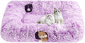 Extra Large Cat Tunnel Bed, 4 Ways Tunnels for Indoor Cats, Multi-cat Family Pet Bed & Cave, Plush Cat Donut with Washable Middle Mat, Exit Balls, Pet Play Toy for Kitten Puppy Rabbit, Purple