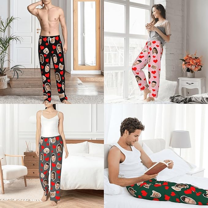 Personalized Pajamas Pants with Photo for Men Women, Custom Pajama Pants Anniversary, Mens Pajama Pants with Pockets