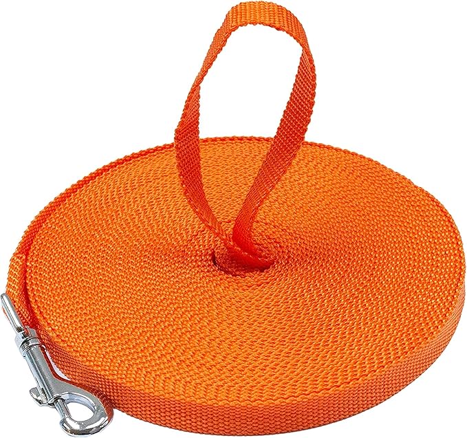 Long Dog Puppy Obedience Recall Training Agility Lead, Leash - ORANGE, 20' Foot - by, Downtown Pet Supply