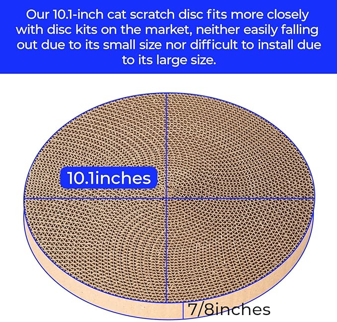 Round cat Scratcher Refill, 10 inch Diameter, 7/8 inch Thickness Scratcher Replacement Pads, Scratching Board Circle, Scratch pad, scratchers for Indoor Cats (5 pcs)