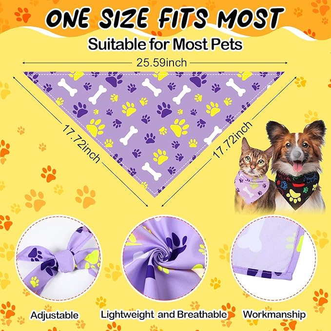 Reginary 120 Packs Dog Bandanas Bulk Christmas Dog Paw Scarf Adjustable Holiday Pet Scarf Washable Scarves Triangle Drool Bibs for Xmas Cat Pet Costume Supply