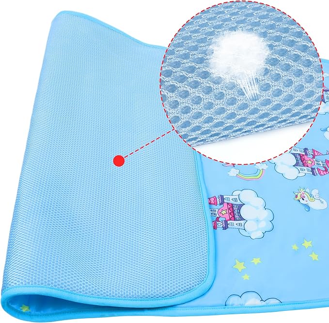 NACOCO Summer Pet Cooling Mat - Cat Dog Cushion Pad Sleeping Cool Castle Comfortable Soft for Pets Kids and Adults (Blue Castle, M)