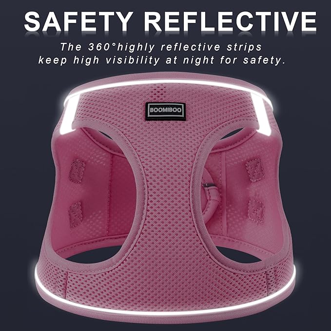 Dog Harness with Leash Set, No Pull Adjustable Reflective Step-in Puppy Pet Vest Harnesses for Small Medium Large Dogs and Cats,Pink Green XS