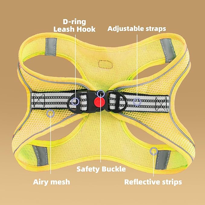 ROYPET Step-in Air Dog Harness, All Weather Mesh Step in Vest Harness for Small and Medidum Dogs and Cats, Adjustable Soft Padded Dog Vest with Easy Control Handle for Dogs Pets (Yellow, XS)