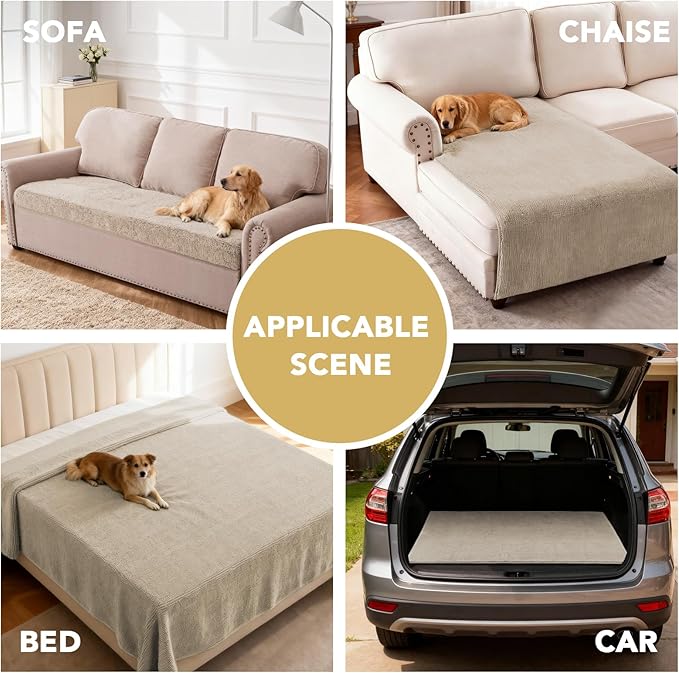 H.VERSAILTEX Non Slip Pet Couch Cover Chenille Dog Bed Protector Thick Soft Sofa Slipcover Pet Friendly Washable Couch Cushion Covers for Pets (30" x 70", Island Fossi)