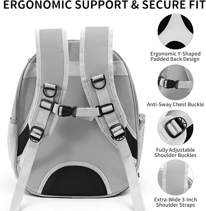 Cat Backpack Carrier, Back Expandable Pet Backpack with Bubble Window, Airline Approved Pet Travel Bag for Small/Medium Cats & Puppies, Hiking, Camping, Outdoor Use (Grey)