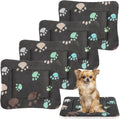 Tuanse 4 Pack Ultra Soft Dog Cat Bed Mat Small Animal Guinea Pig Bed with Cute Print Reversible Fleece Dog Crate Kennel Pad Cozy Washable Thickened Hamster Pet Beds Mat(23 x 18 Inches,Black)