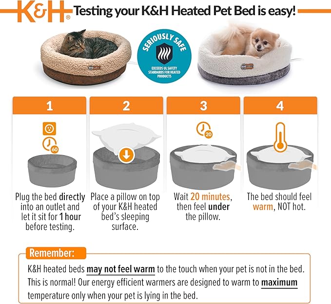 K&H Pet ProductsHeated Cat Bed Indoor,Thermo-Snuggle Cup Bomber Soft Heated Pet Bed for Large Indoor Cats & Small Dogs,Machine Washable,Waterproof-Heated Pad,Safety Listed,18 X 14in Gray,(Pack of 6)
