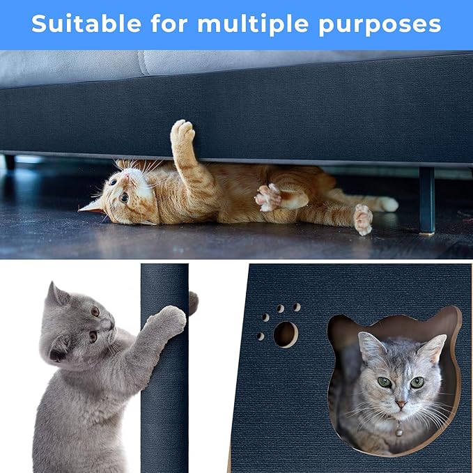 Cat Scratch Furniture Protector Couch Protector from cat Claws Self-Adhesive Carpet remnants Scratching Mat Trimmable DIY Climbing Covering Posts 78.7" x 15.8" Blue Grey