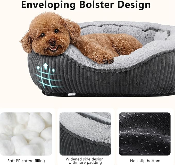 SIWA MARY Medium Dog Bed for Medium Large Dogs, Rectangle Dog Bed Medium Size Dog, Washable Orthopedic Pet Bed, Durable Calming Puppy Bed with Anti-Slip Bottom(30"x 24"x 9")