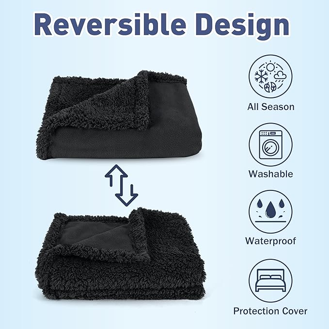 Kritter Planet Waterproof Dog Blanket, Reversible Water Proof Pet Blanket for Couch, Bed & Sofa, Washable Couch Covers for Large Dogs - Protects Furniture from Fur, Dirt, and Accidents
