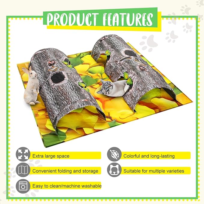 Pet Activity Tunnels - Interactive Tree Trunk Cat Play Tunnel Tube center with Peek Holes, Pets Puzzle Hunt Chase Training Center for Kitten, Ferret,Hedge,Rabbits,Small Animals