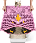 Cat Litter Mat New Size 23.6"x14.6" for Small Spaces, Upgrade Super Waterproof Back Layer Litter Box Mat, Non Slip, Durable, Soft on Paws Kitty Trapping Matt, Pink