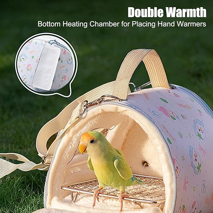 Bird Travel Carrier – Warm Parrot Transport Bag with Viewing Window, Breathable Portable Bird Backpack, Secure Zipper Design | Outdoor Travel Carrier for Parakeet Conure Cockatiel Canary