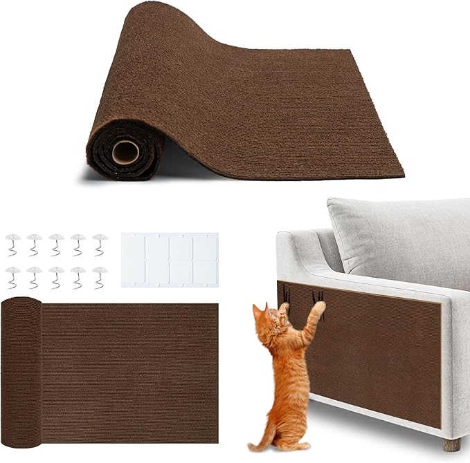Best Pet Supplies Catify Cat Scratcher, Fun Interactive Scratchers, Posts, Poles, Claw Safe, Furniture Saver Indoor Play Support Natural Cat Behaviors Heavy Duty - Brown (78.7 x 15.8)