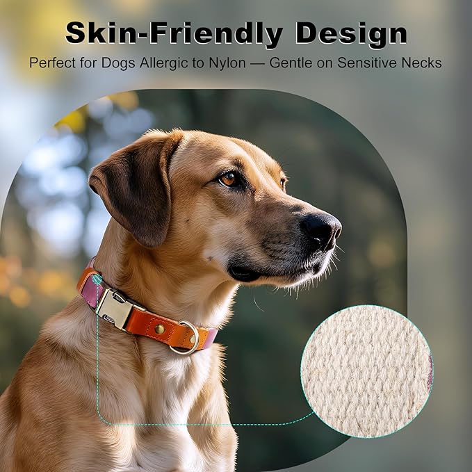 Plutus Pet Genuine Leather & Hemp Dog Collar – Adjustable Heavy Duty Pet Collar with Quick Release Metal Buckle, Soft & Stylish for Puppy and Small, Medium, Large Dogs (Purple, XS)